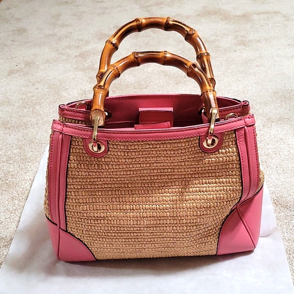 GUCCI  BAMBOO STRAW BAG - Picture 2 of 11